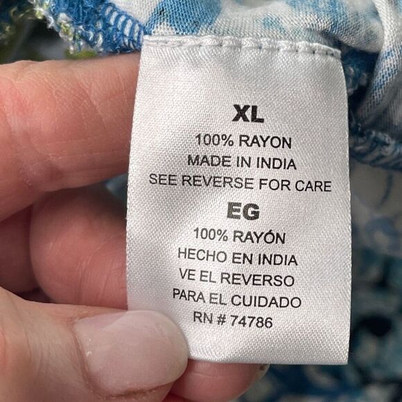 Bila Women's Mixed Print Loose Fit Cropped Blouse Top Green XL - Picture 11 of 12